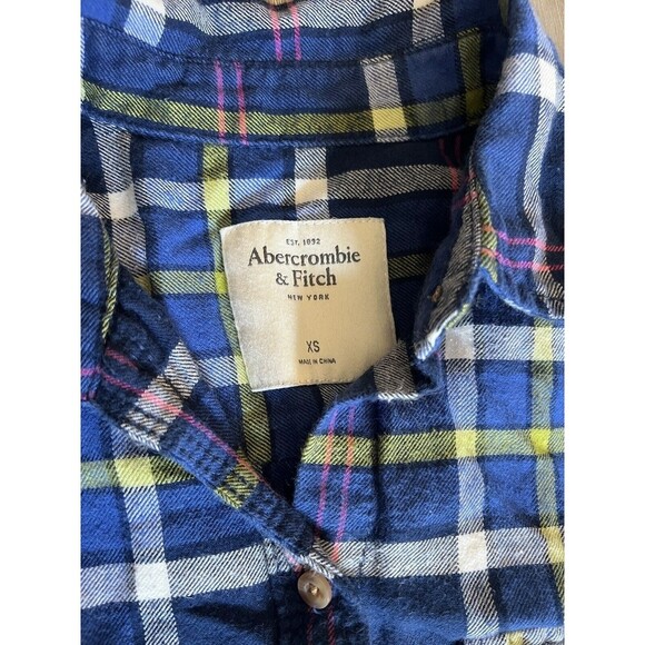 Lot of 3 Abercrombie kids Flannel Shirt Button Down Pocket Plaid SZ 13/14-small - Picture 4 of 7